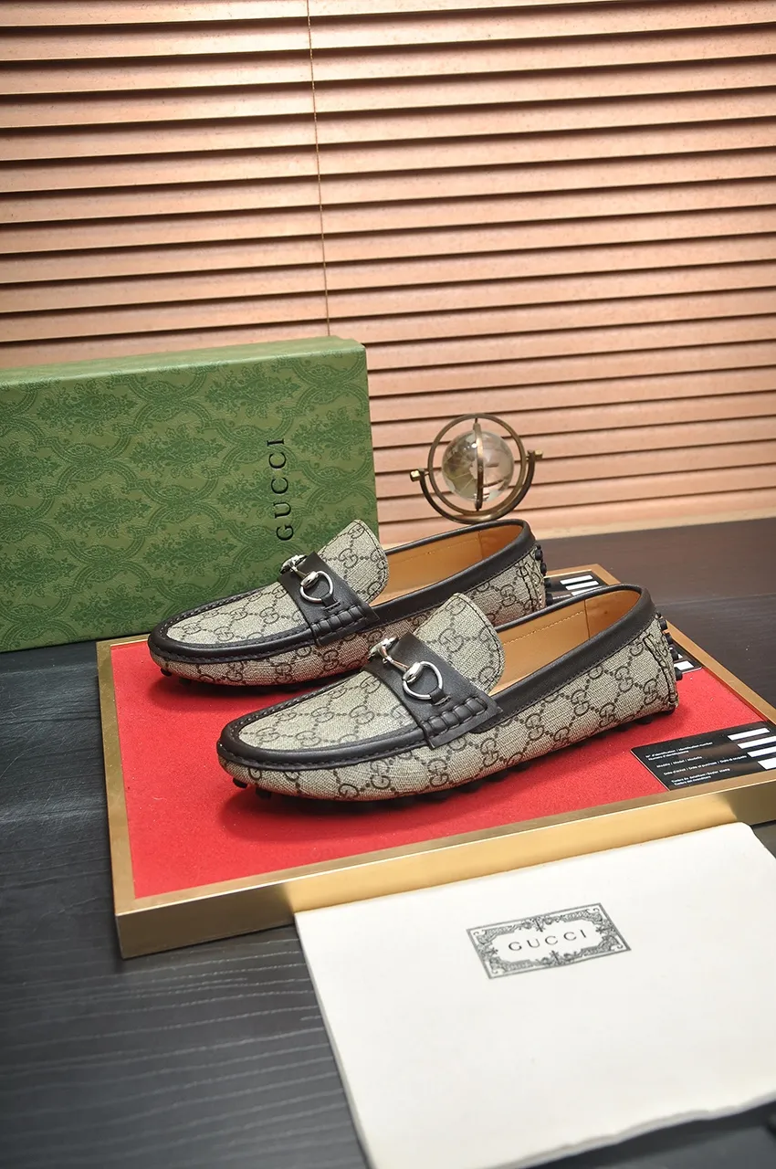 Men's Men's Shoes💰420💶【GUCCI】 (High-end Niuli) New 🍀Gucci*——Gucci Doudou Shoes! Made of imported original cowhide, the inner top layer is comfortable cowhide lining! Original wear-resistant rubber outsole! High quality products! Code number 38-44!